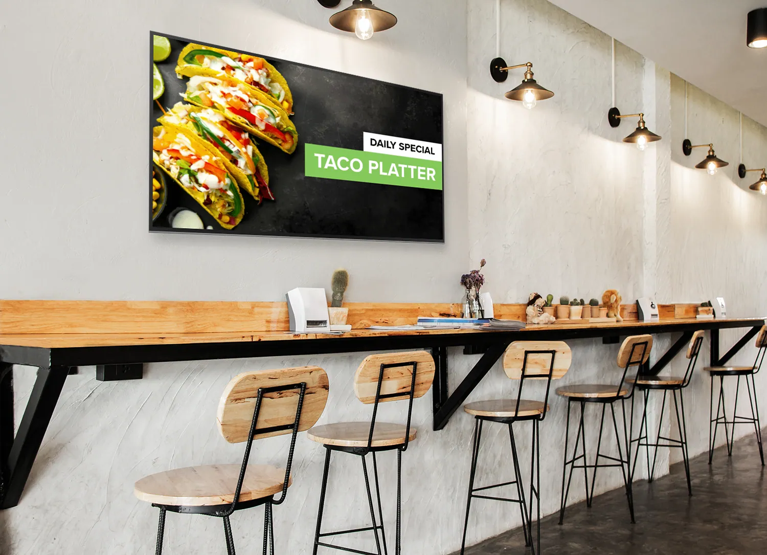 Digitaal menubord in je eigen huisstijl in een horecazaak